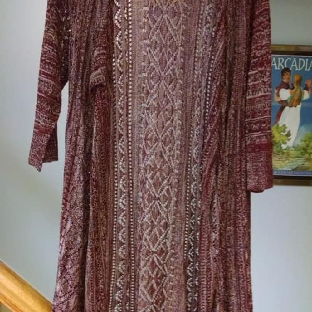 Oneworld Marled Open Cardigan Sweater - Burgundy